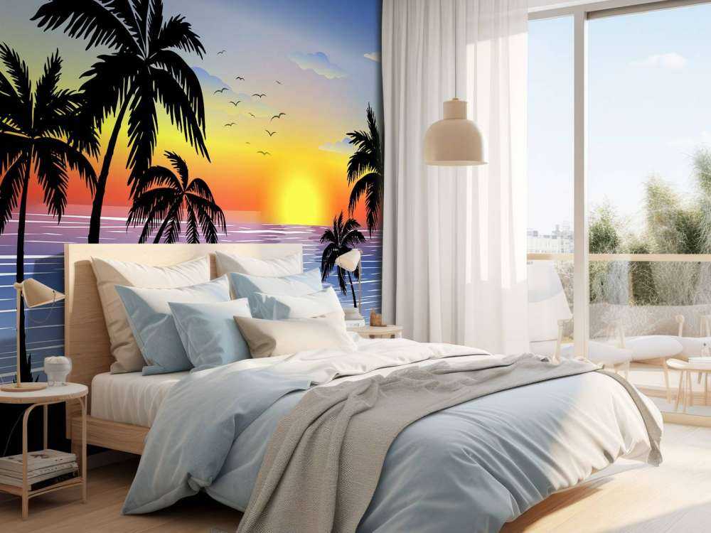 Coucher de soleil bleu et orange