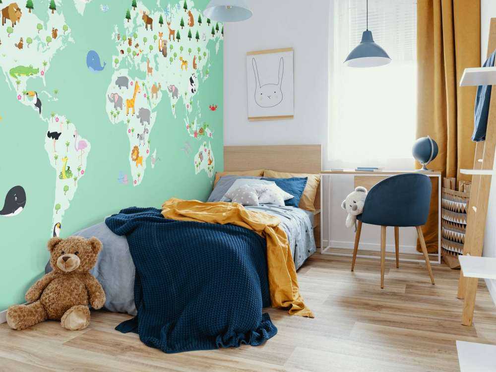 Carte du monde pour les enfants en vert