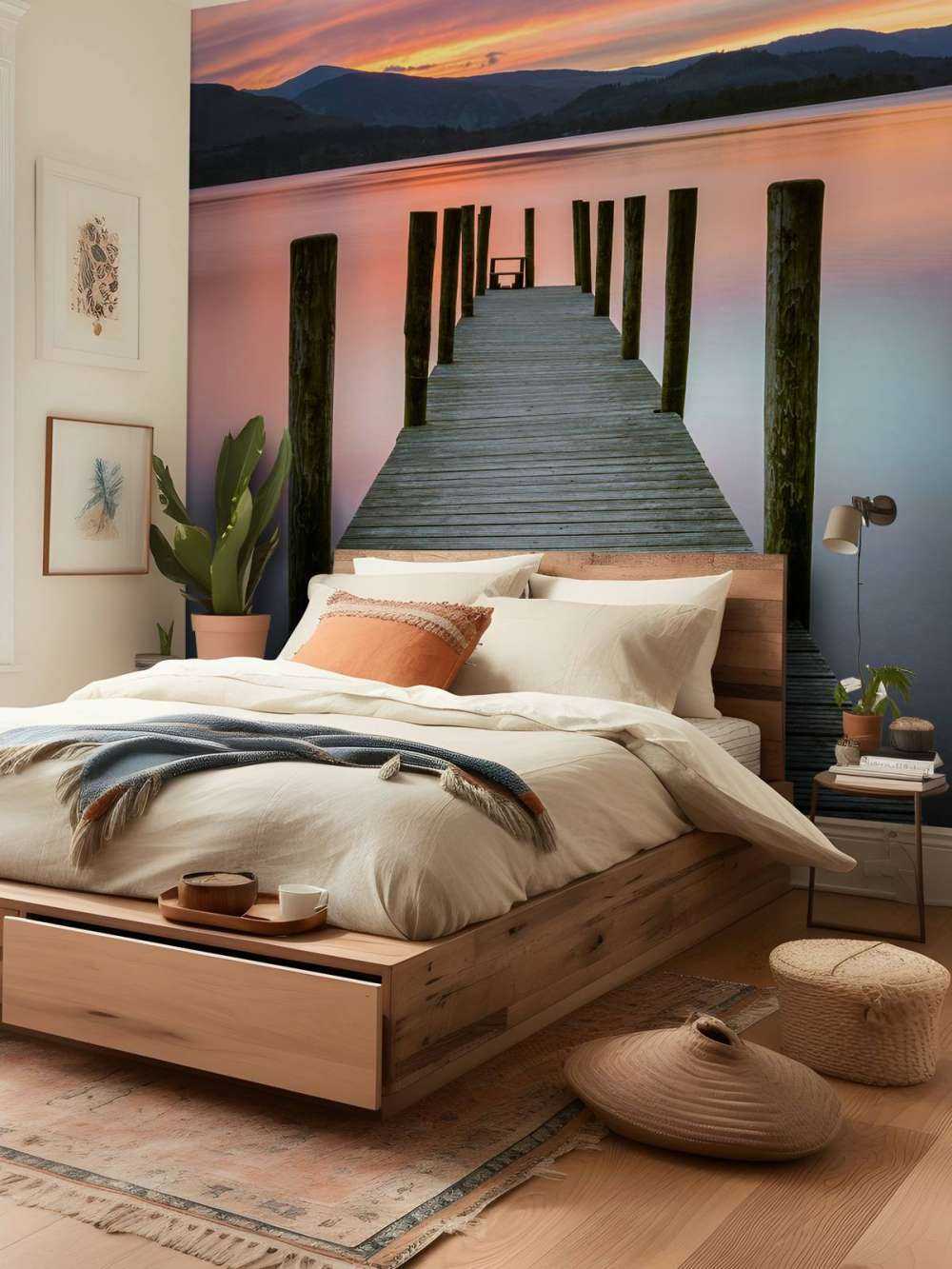 Echafaudage au coucher du soleil rose