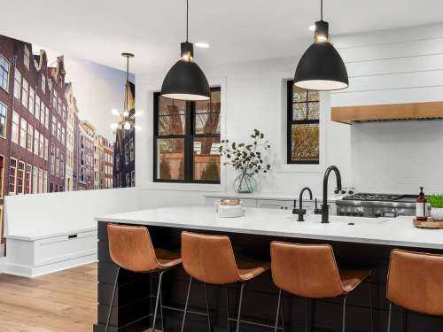 Les maisons d'Amsterdam sur le canal