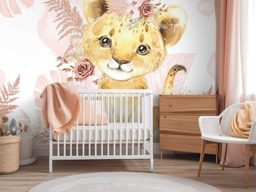 Bébé lionne jungle rose