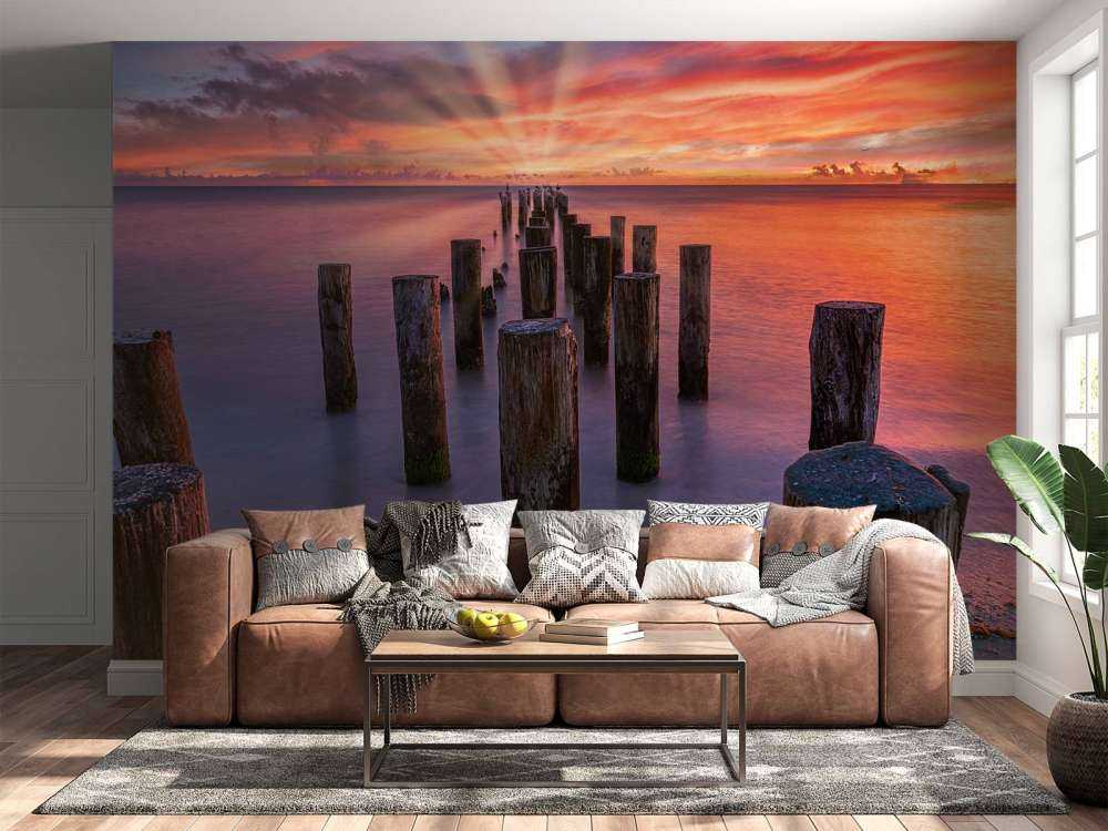 Plage rose orange