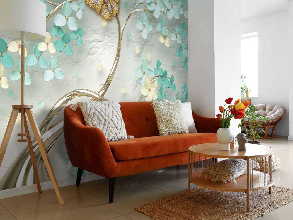 Arbre fantaisie doré avec des fleurs vertes