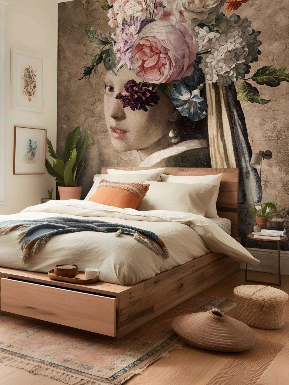 La jeune fille à la perle - motif floral