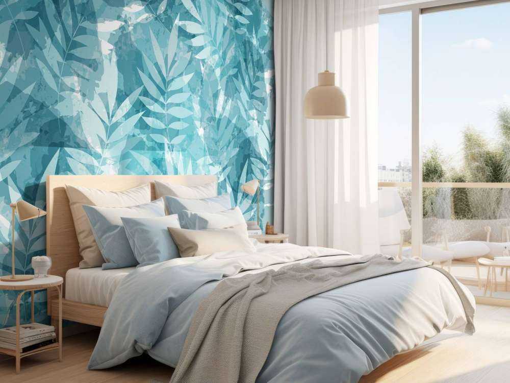 Feuilles en aquarelle bleu canard