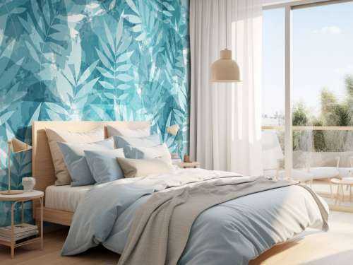 Feuilles en aquarelle bleu canard