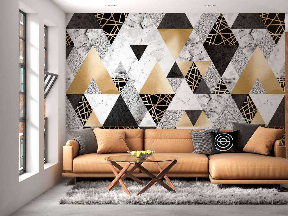 Motif Triangles de marbre avec or