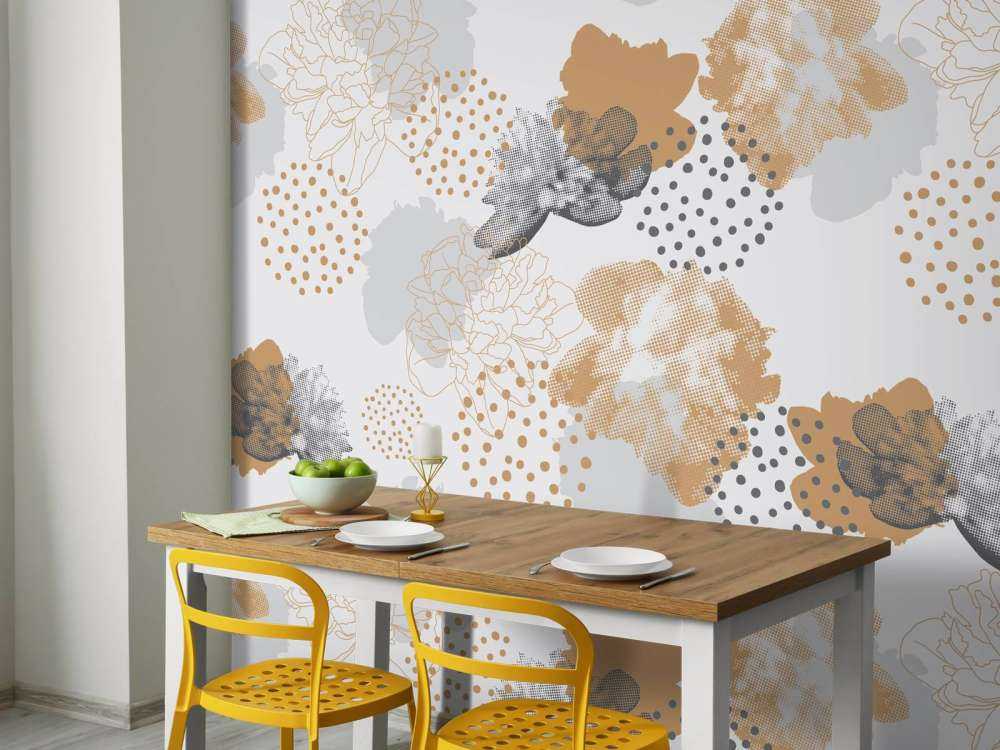 Motif floral gris