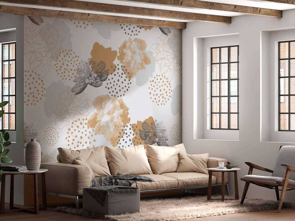 Motif floral gris