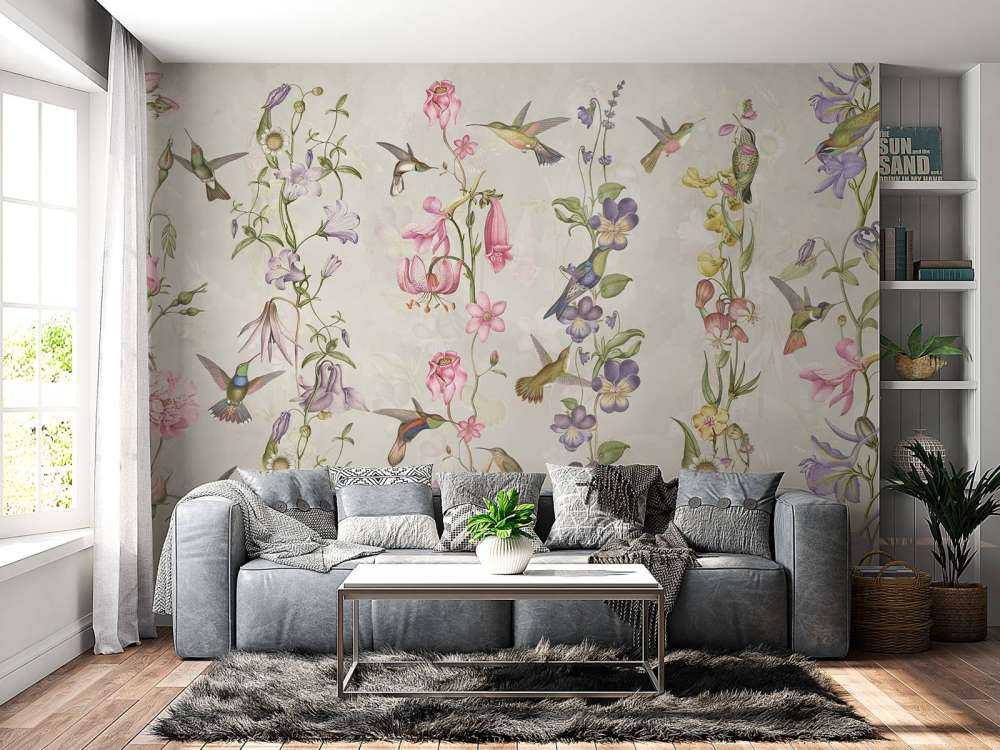 Fleurs de pré et de jardin taupe