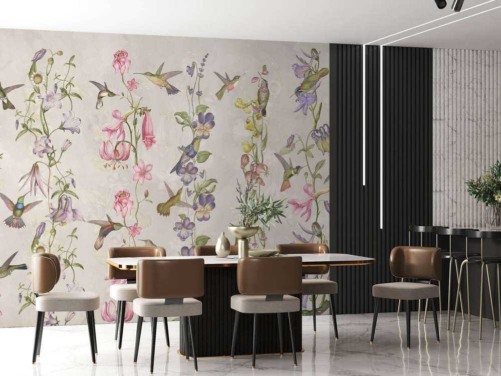 Fleurs de pré et de jardin taupe