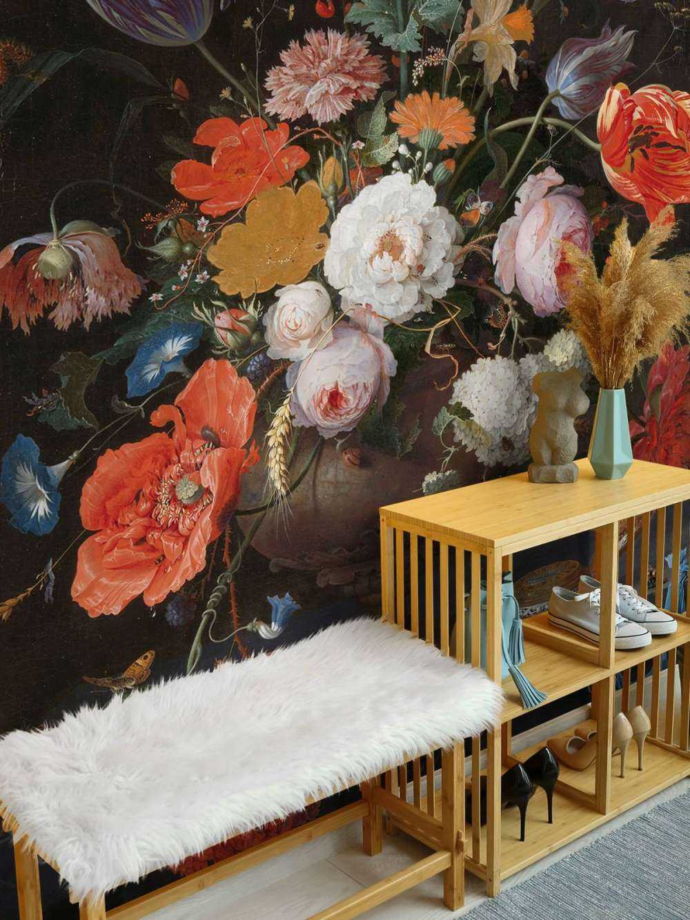 Nature morte avec des fleurs et une montre