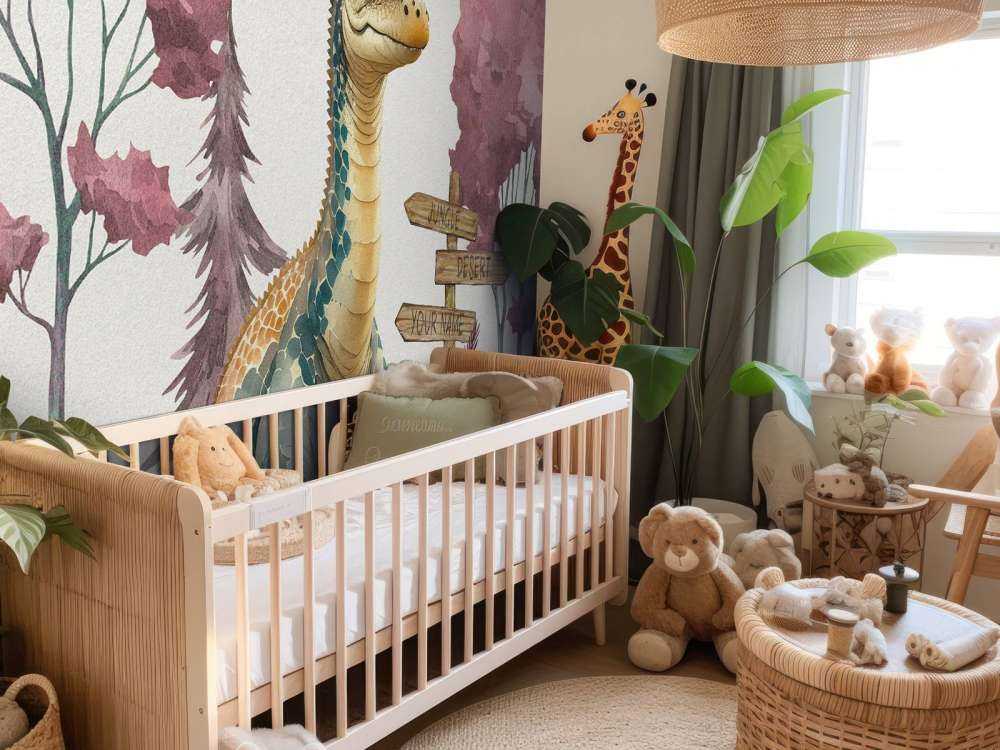 Bébé brachiosaure dans la jungle rose