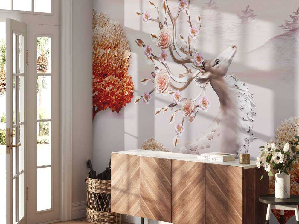 Cerf avec des fleurs