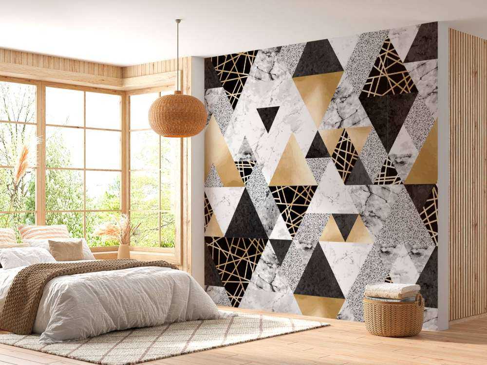 Motif Triangles de marbre avec or