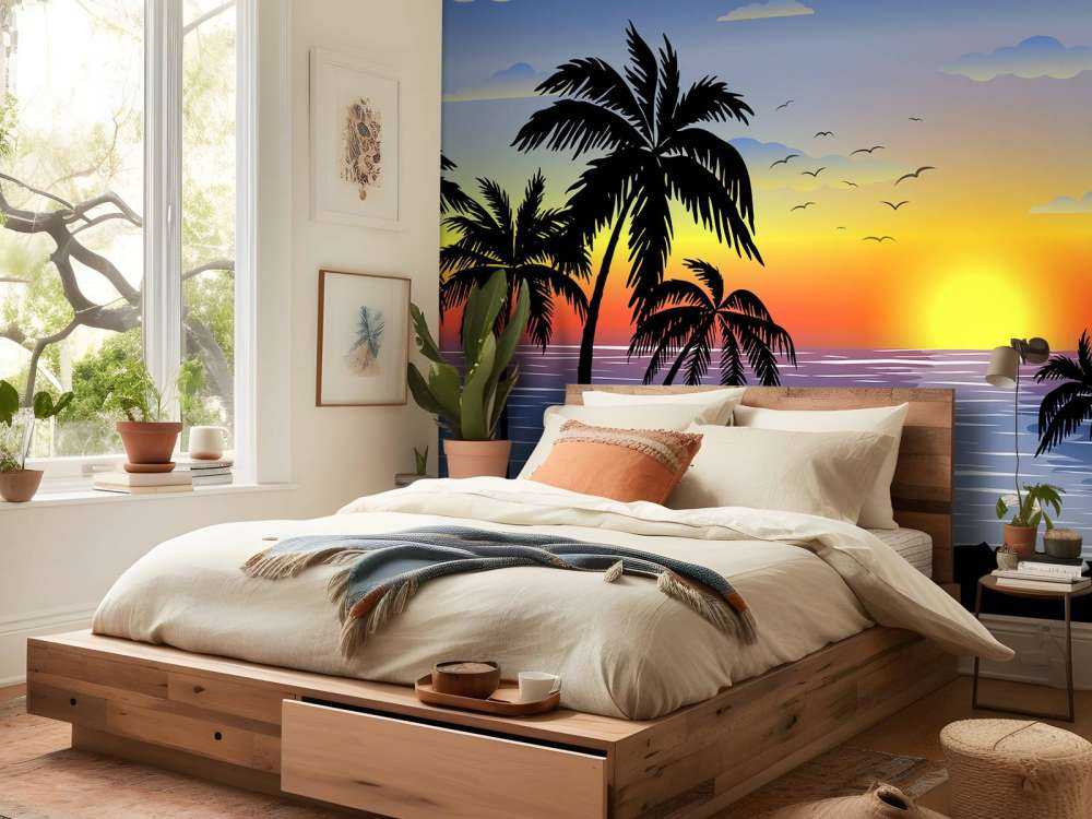 Coucher de soleil bleu et orange
