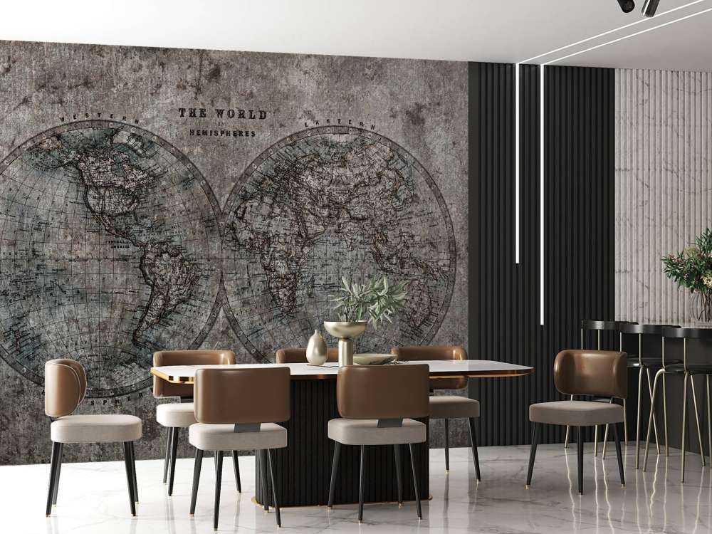 Carte du monde avec des nuances de gris