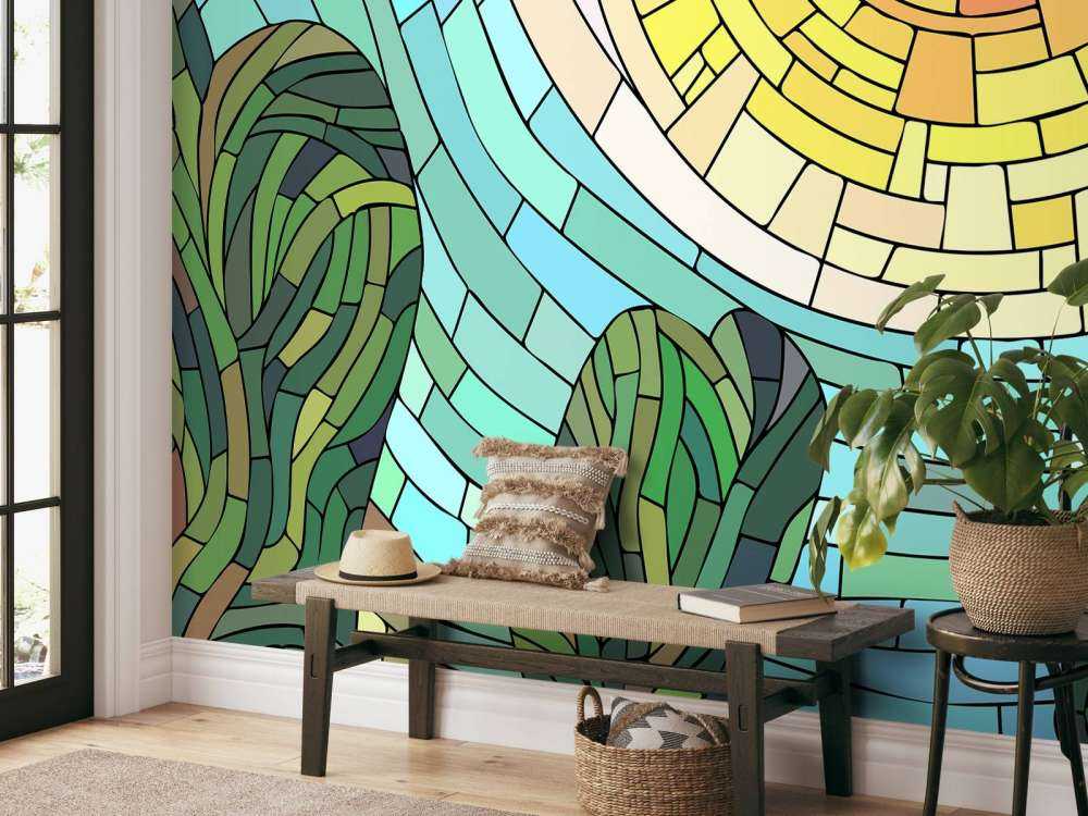 Soleil rouge près des arbres