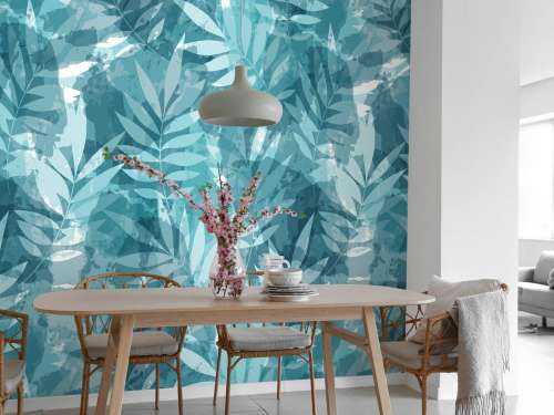 Feuilles en aquarelle bleu canard