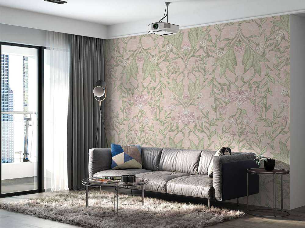 Damas floral Morris - rose pastel
