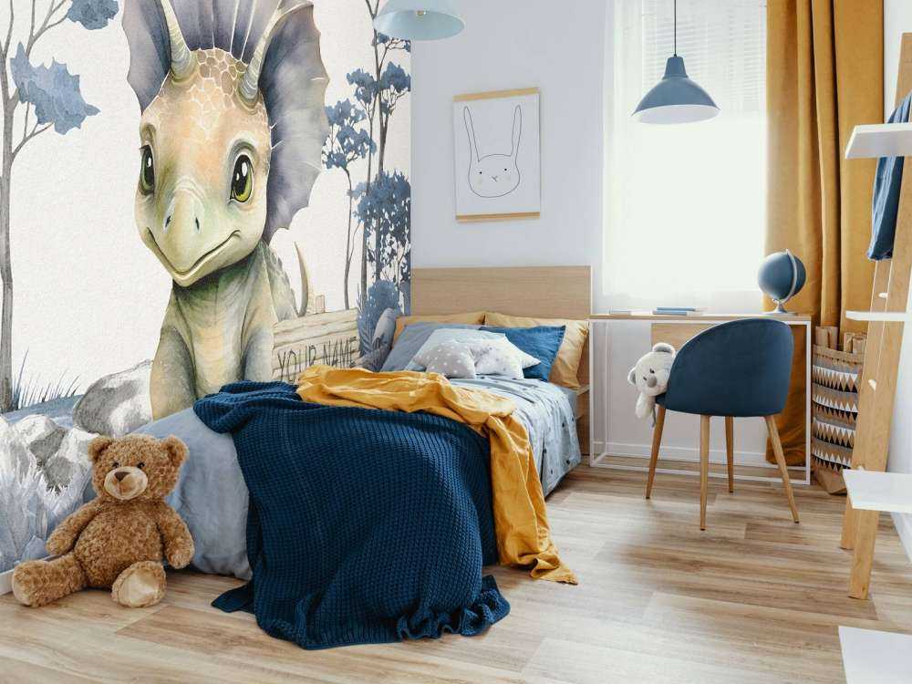 Bébé tricératops dans la jungle bleue