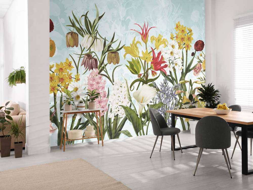 Fleurs de printemps - Douce brise aqua