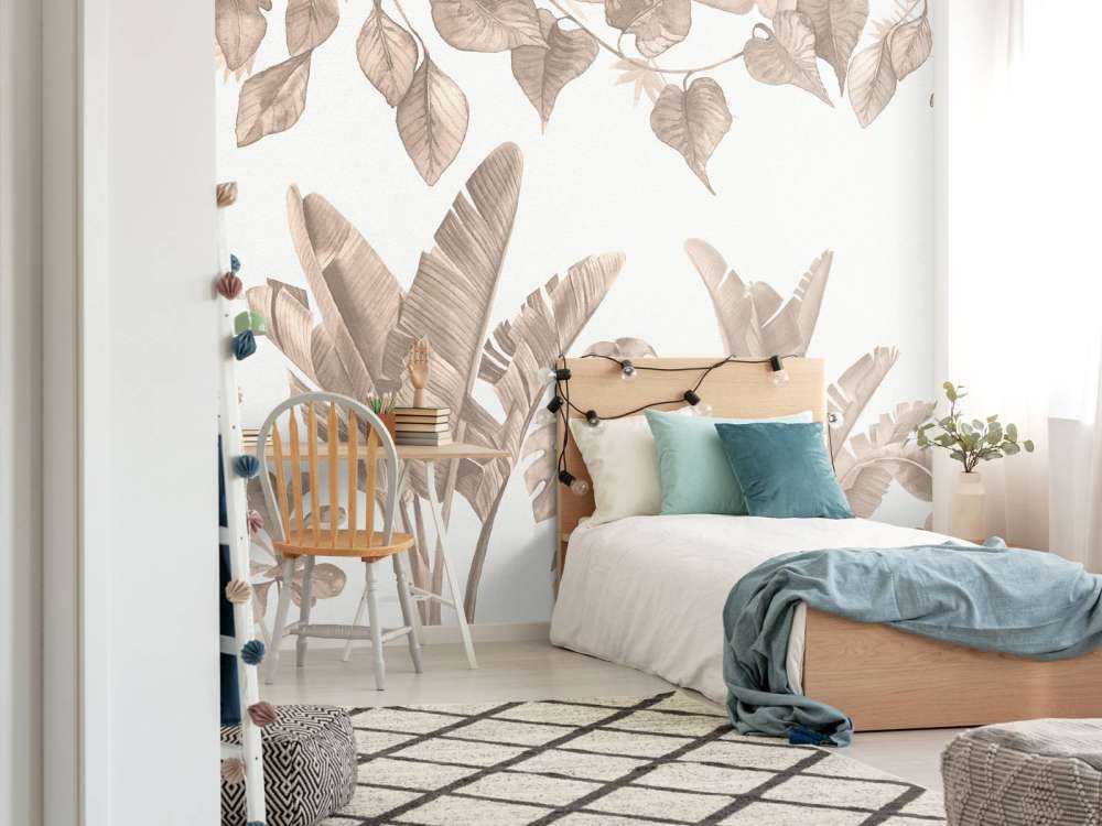 Feuilles de jungle en taupe