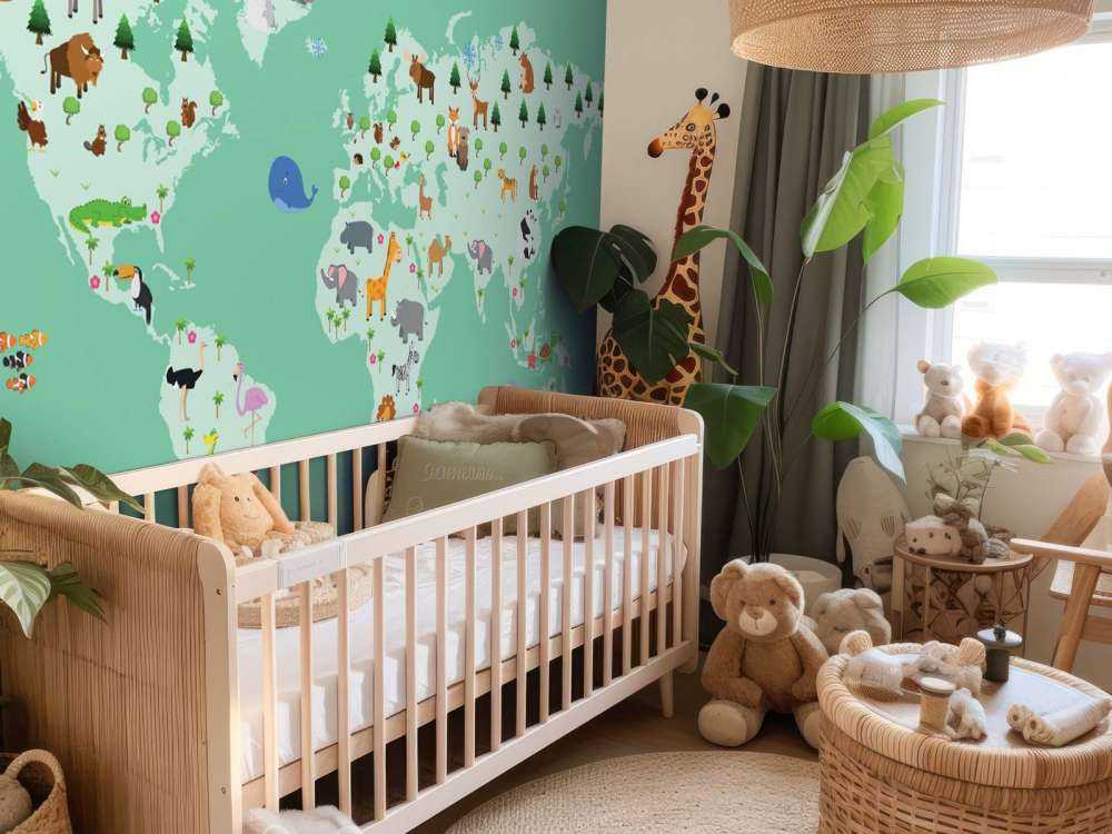 Carte du monde pour les enfants en vert