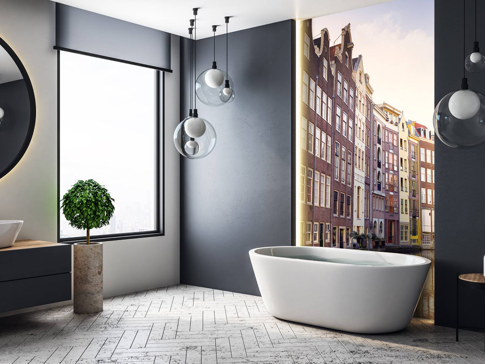 Les maisons d'Amsterdam sur le canal