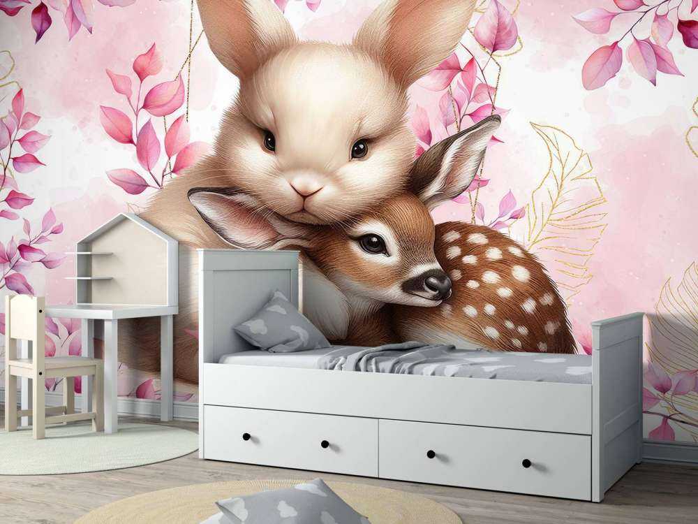 Lapin aimant et faon