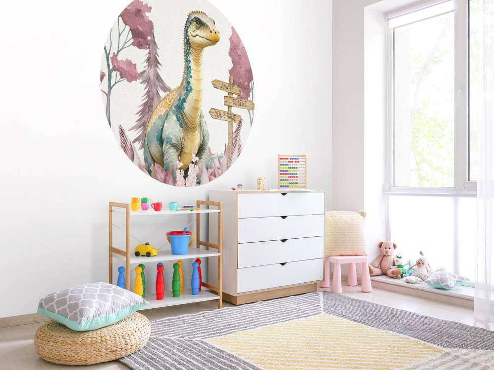 Bébé brachiosaure dans la jungle rose