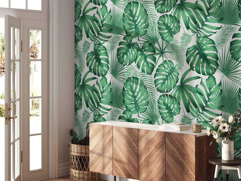 Motif Feuilles tropicales, vertes