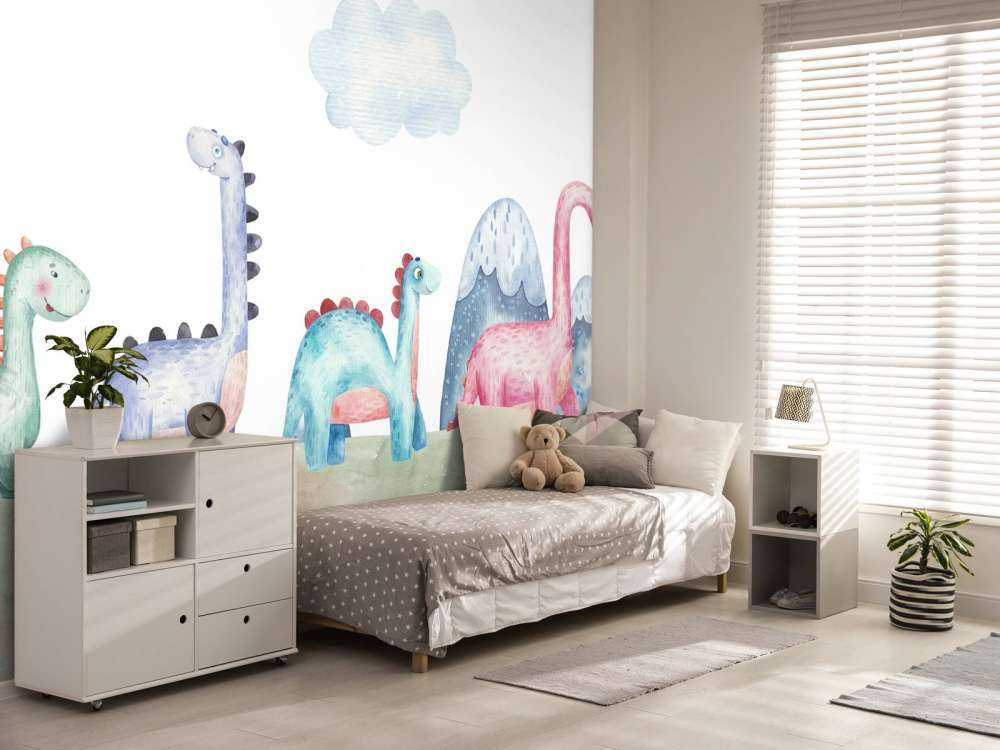 Panorama de dinosaures à l'aquarelle