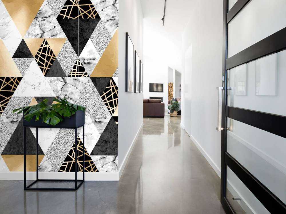 Motif Triangles de marbre avec or
