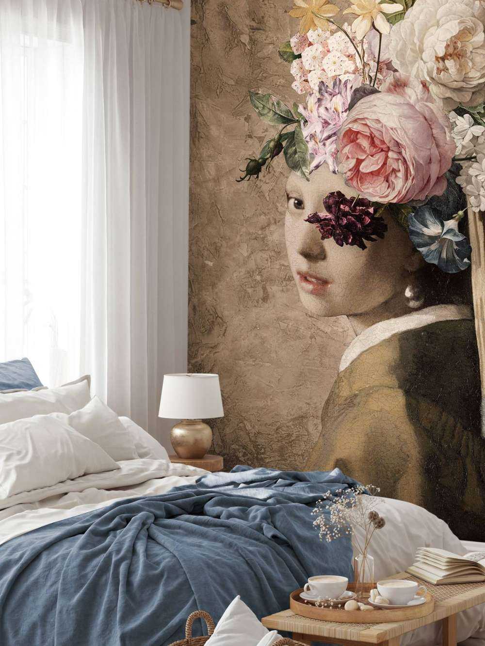 La jeune fille à la perle - motif floral