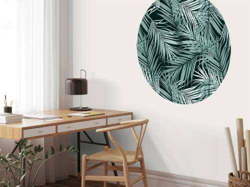 Feuilles tropicales bleu canard sur fond noir
