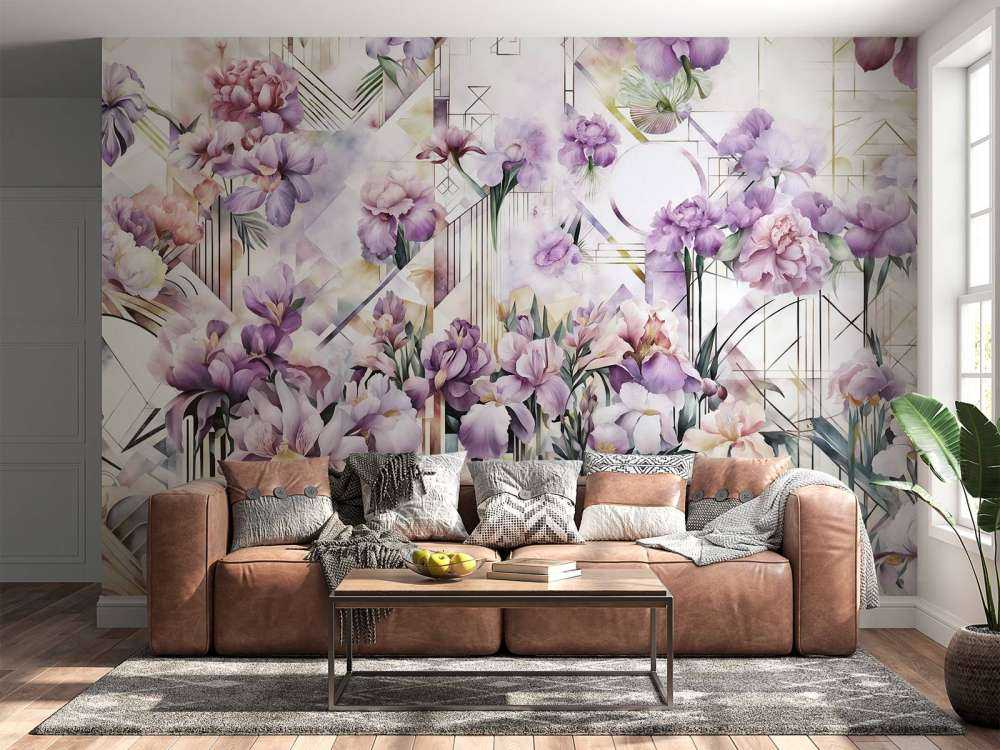 Immenses iris aquarelle violets