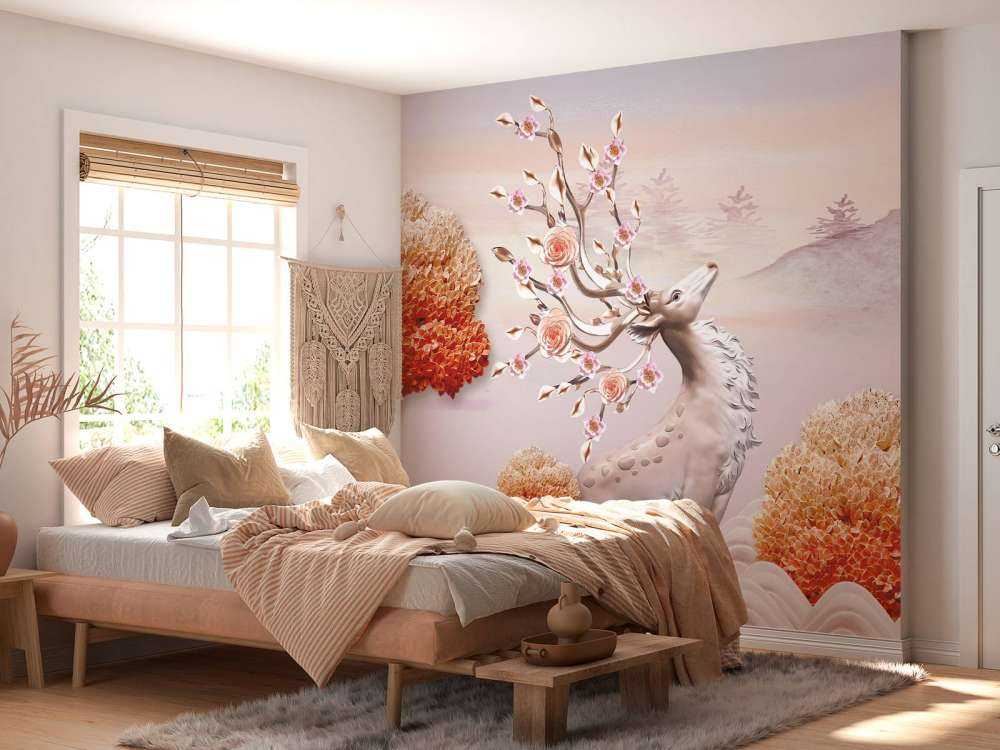 Cerf avec des fleurs