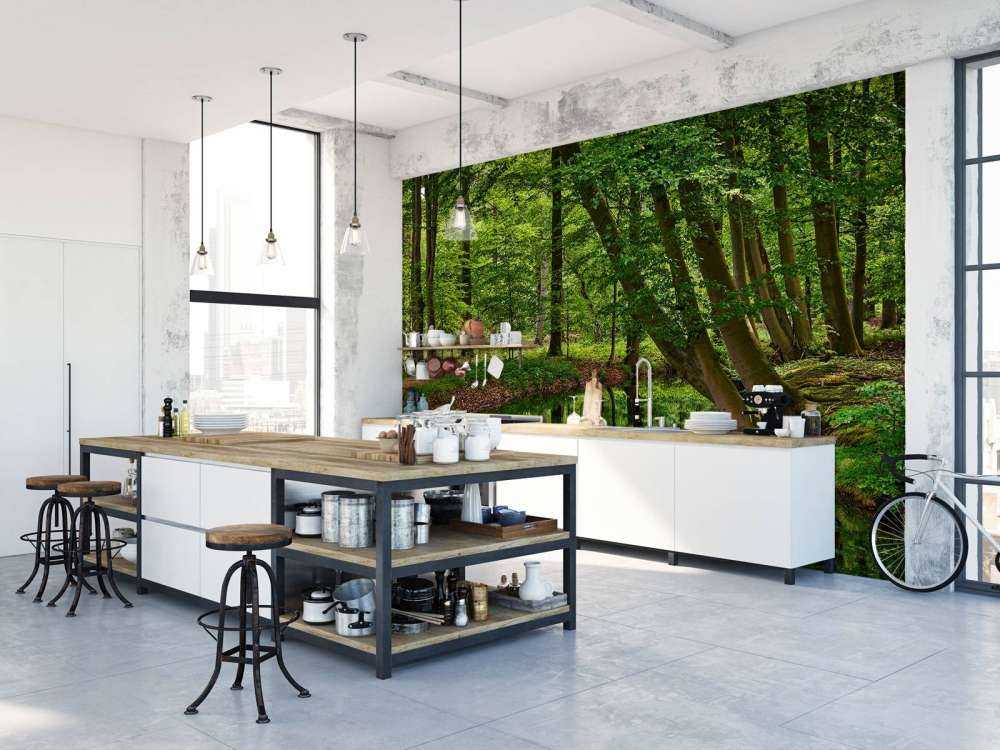 Arbres courbés près de l'eau