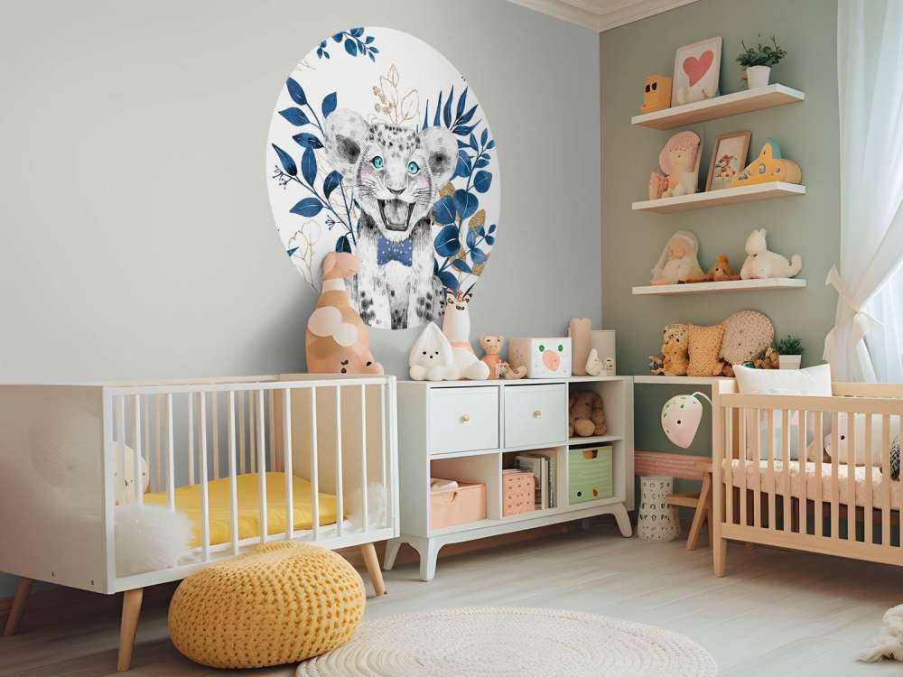 Bébé lionne jungle bleu