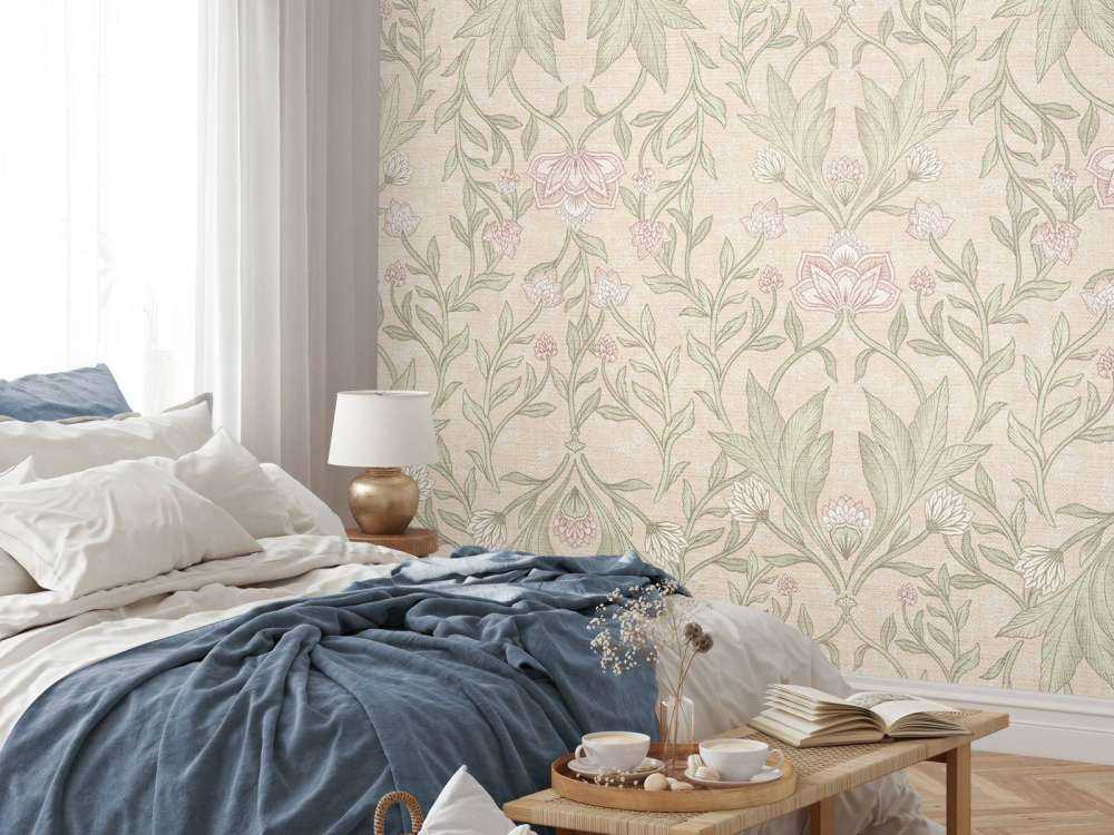 Damas floral Morris - pêche fuzz
