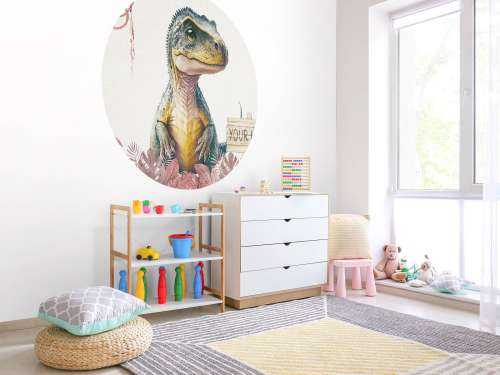 Bébé T-rex dans la jungle rose