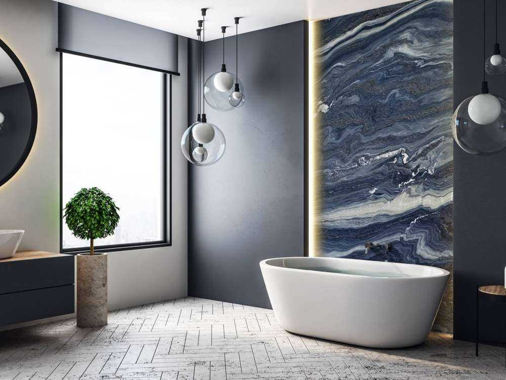 Marbre bleu et blanc