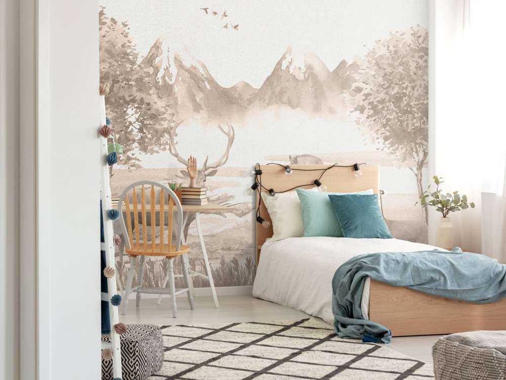 Forêt avec animaux en taupe