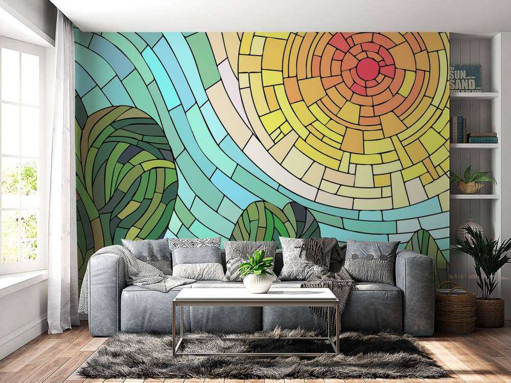 Soleil rouge près des arbres