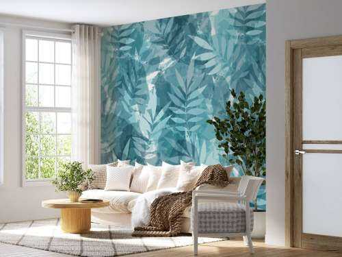 Feuilles en aquarelle bleu canard