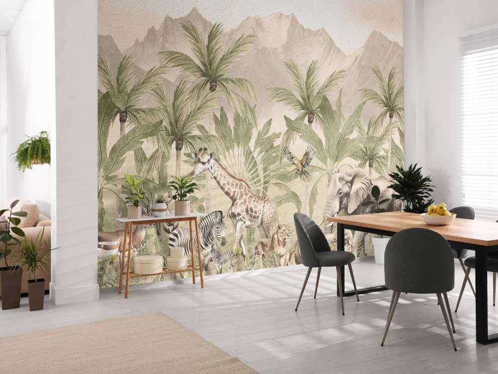Paysage de montagne avec animaux