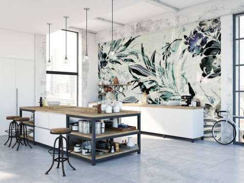 Fond floral bleu canard