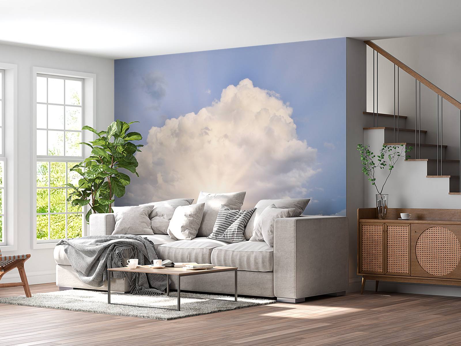 Les rayons du soleil à travers les nuages