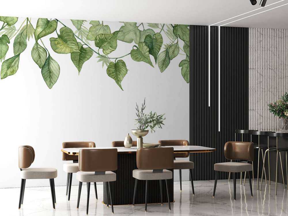 Des feuilles à l'aquarelle suspendues